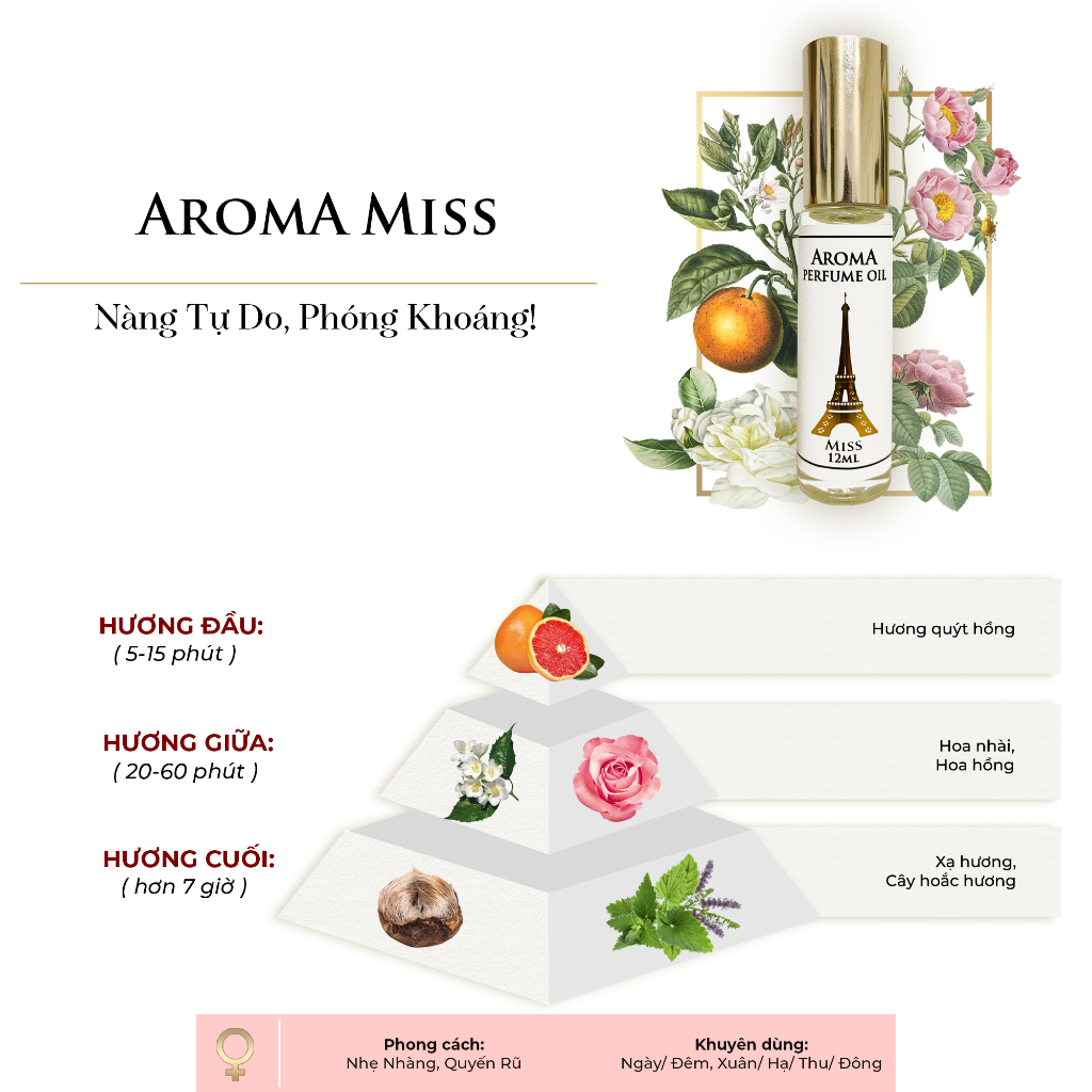 Nước Hoa Pháp Aroma Miss Nữ Tính Cao Cấp