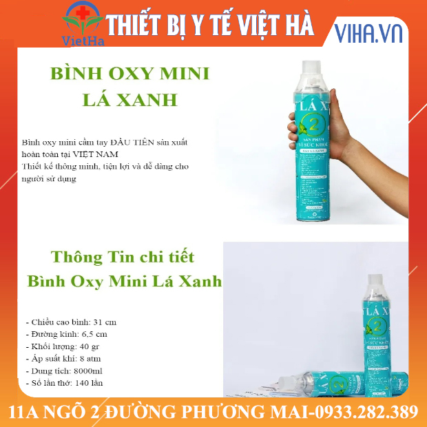 Bình Oxy Cầm Tay Lá Xanh cung cấp Oxy tinh khiết 98%
