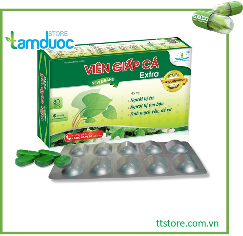 Viên giấp cá Extra New Brand Tâm Dược (Hộp 30 viên) (Trĩ, táo bón)