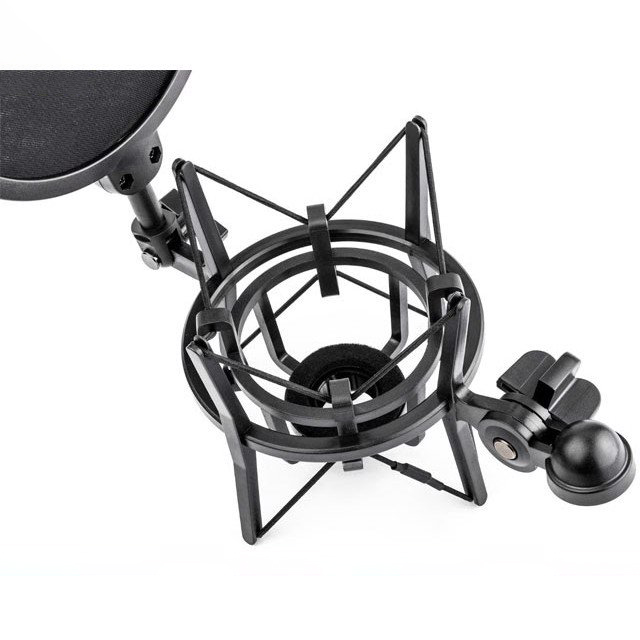 Shock mount (giá đỡ chống sốc cho micro) kèm màng lọc âm thanh micro Transhine SH-100