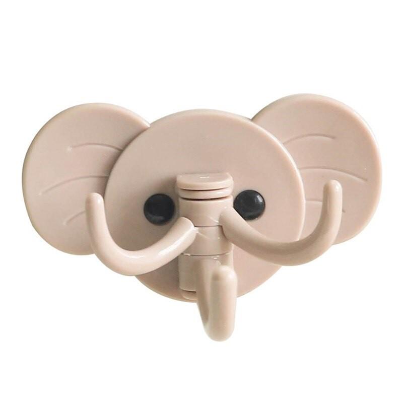 Móc treo đồ đa năng 3 chạc dán tường hình con voi chịu lực tốt sử dụng cho phòng ngủ, phòng tắm, nhà bếp tiện lợi (giao màu ngẫu nhiên )