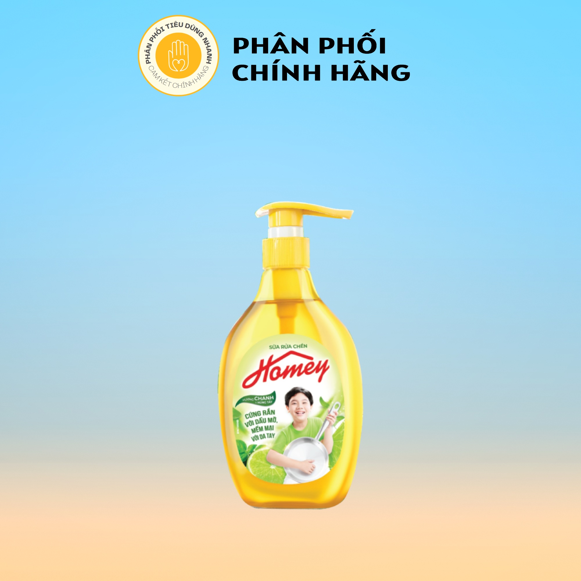 Nước rửa chén sạch dầu mỡ homey 480g _hương chanh & húng tây