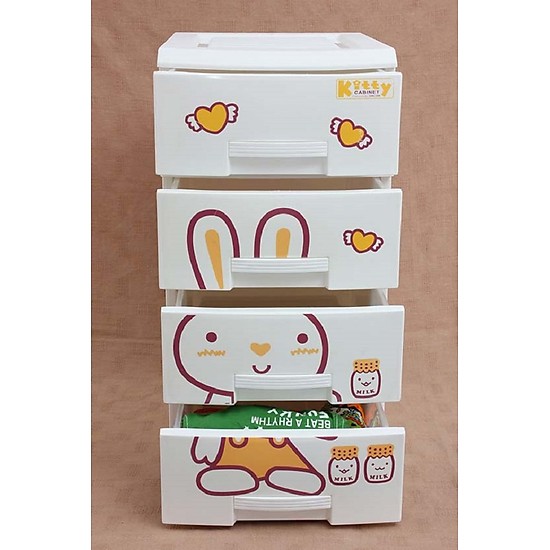 TỦ NHỰA KITTY 4 TẦNG ĐỰNG ĐỒ TRẺ EM SƠ SINH