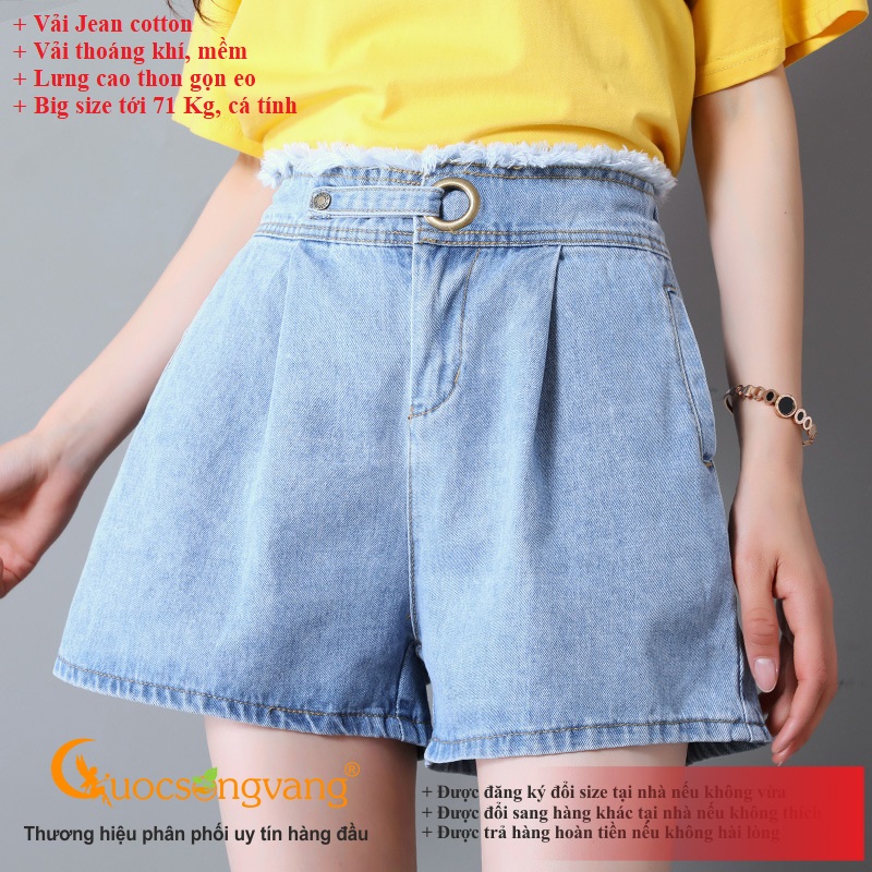 Quần short nữ jean cotton wash mềm quần đùi jean nữ GLQ089