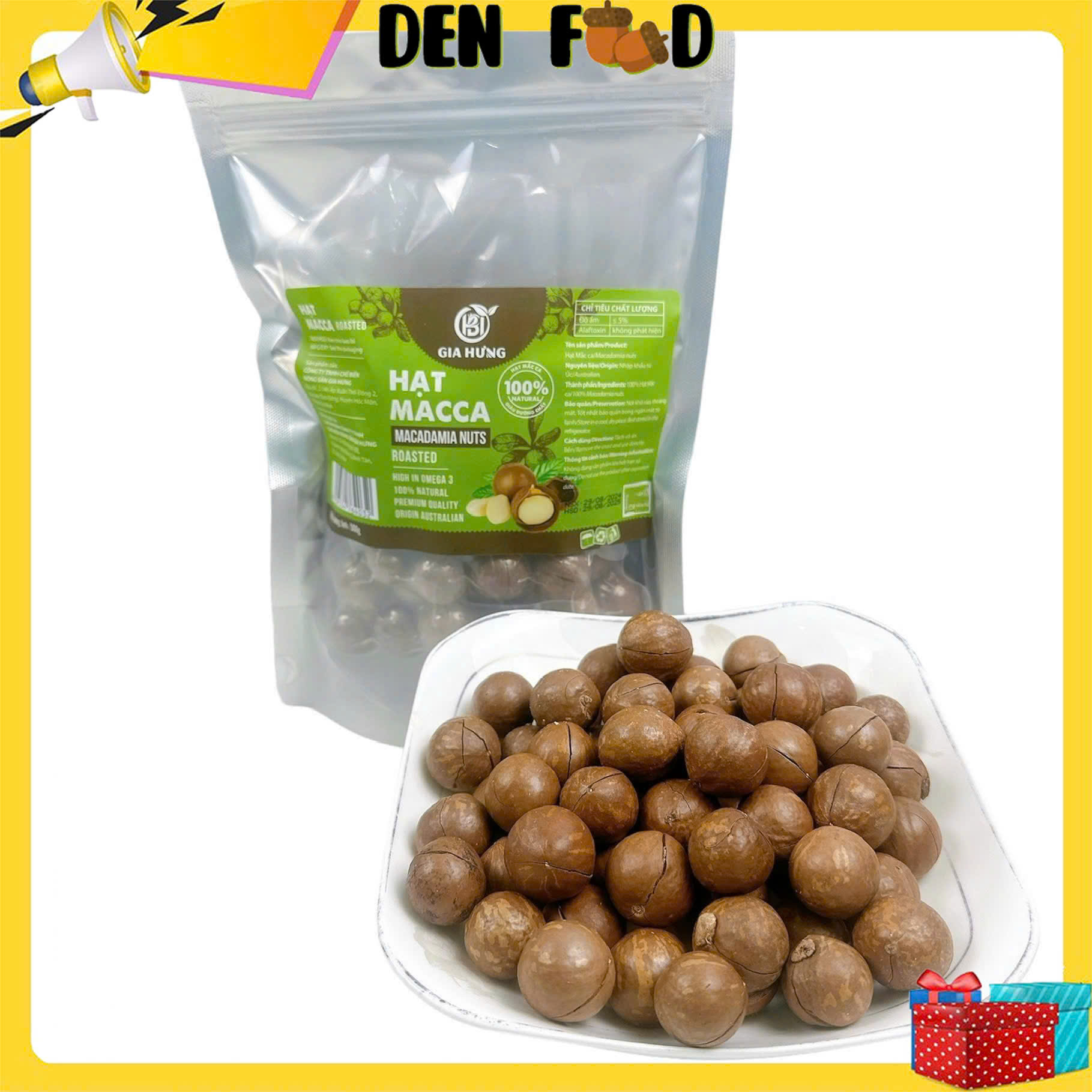 Hạt Mắc Ca Ăn Liền 500g - Hạt Macca - Macadamia Nut - Ăn Vặt Denfood