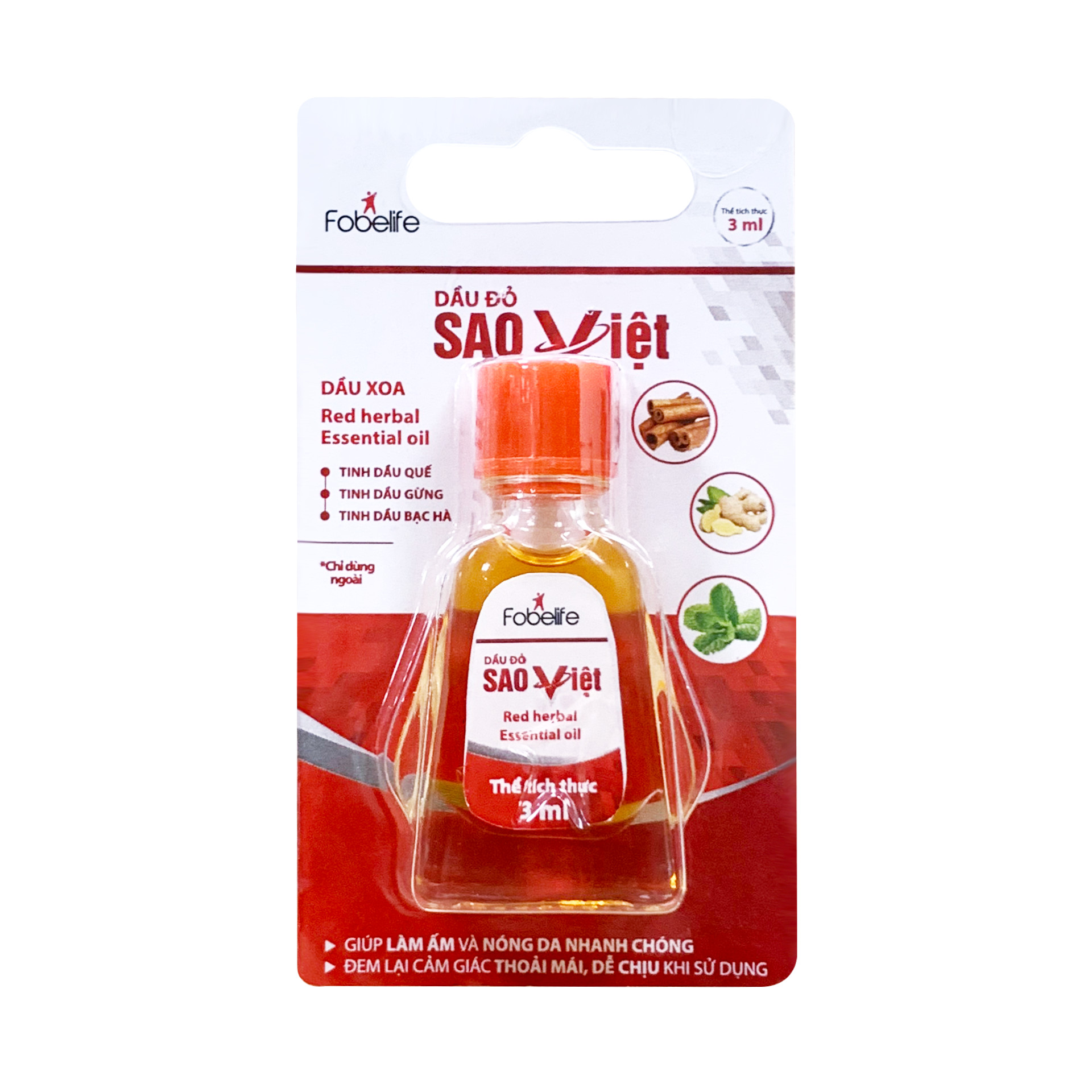 Dầu Đỏ Sao Việt FobeLife Giúp Làm Ấm Cơ Thể Giảm Nnức Mỏi Cảm Lạnh