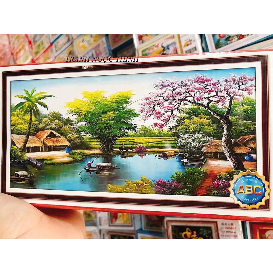 Tranh đính đá làng quê y8133 kích thước :120x65cm