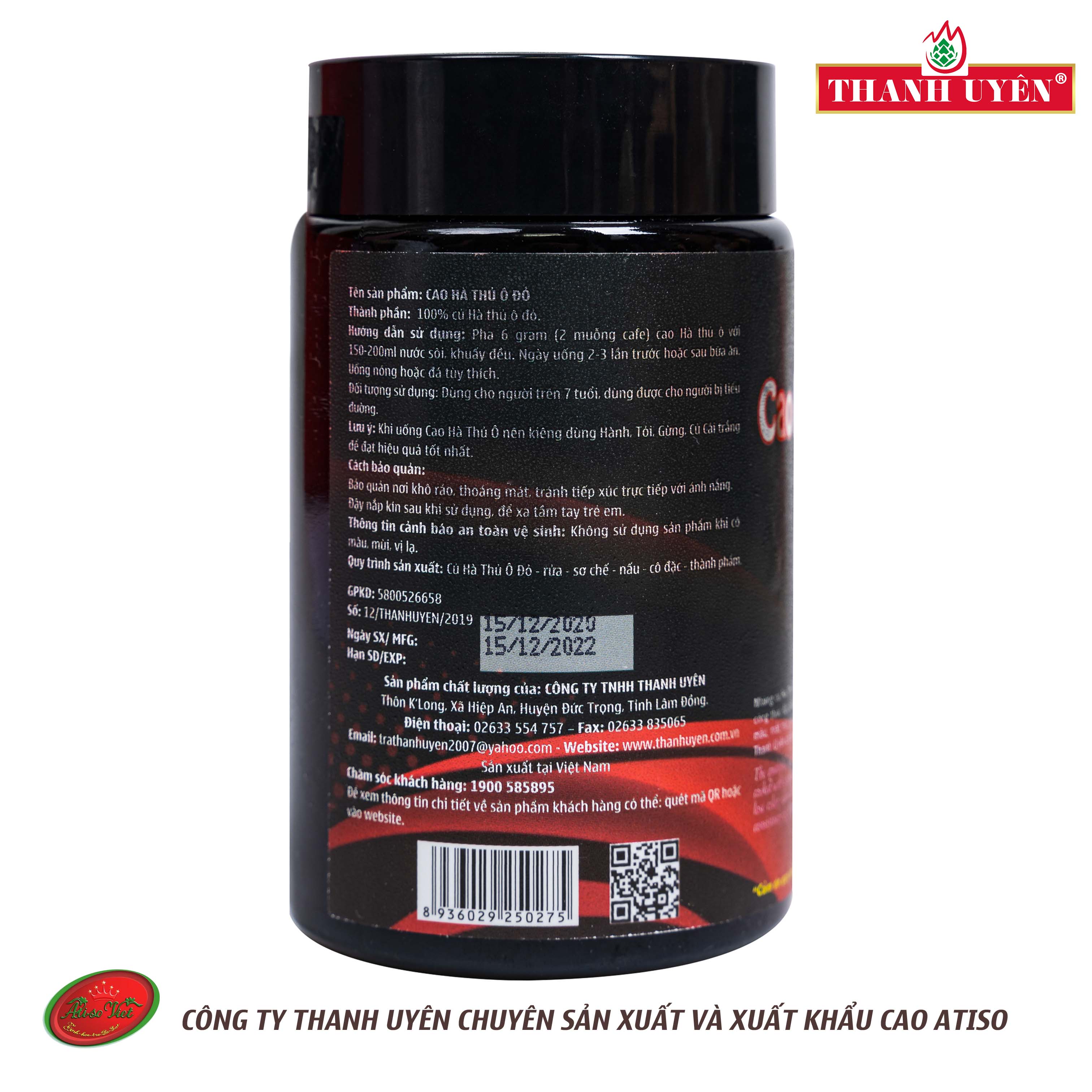 Cao Hà Thủ Ô Đỏ THANH UYÊN 250gr GIúp Đen Tóc Sáng Da
