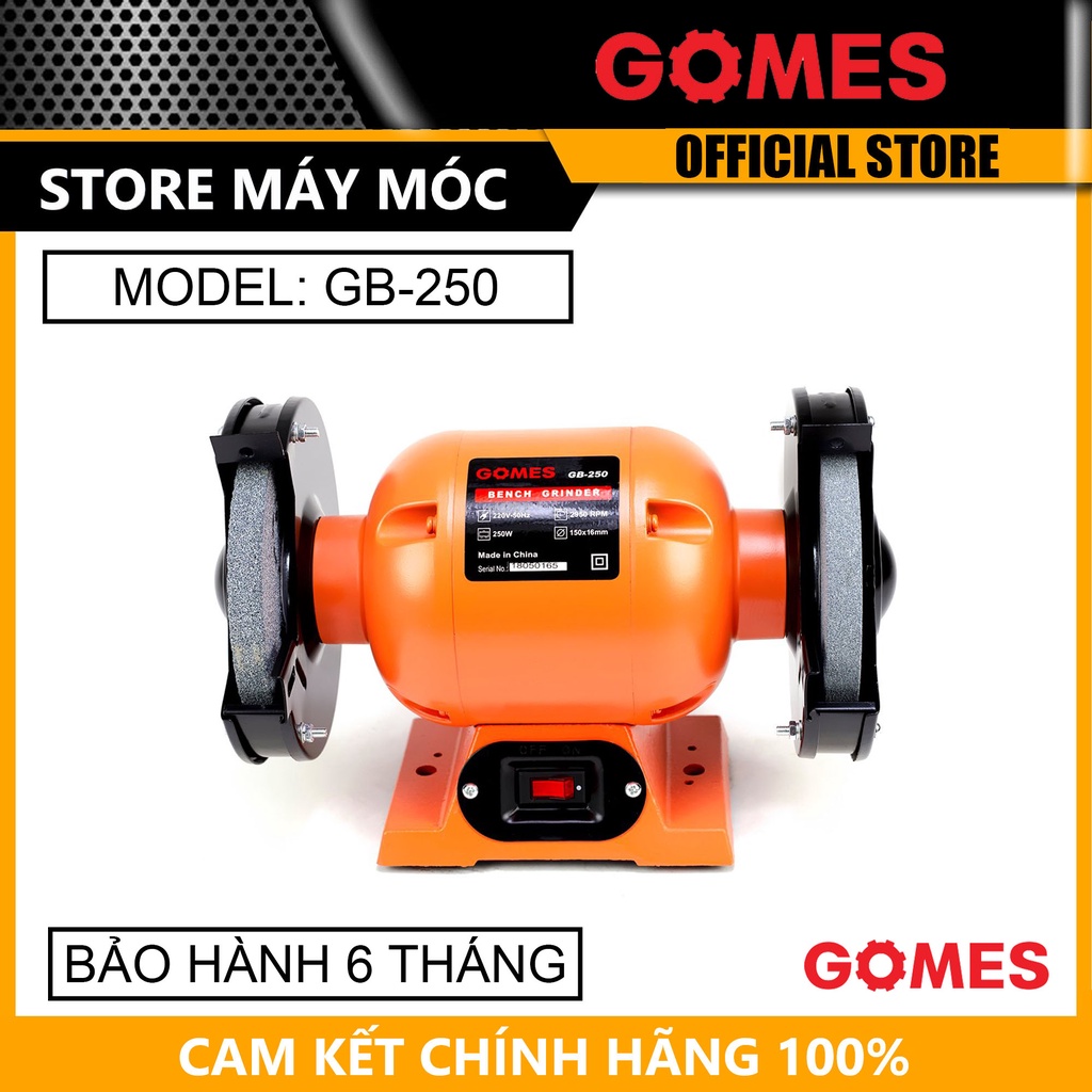 Máy mài 2 đá 250w 150mm gomes gb-250- hàng chính hãng