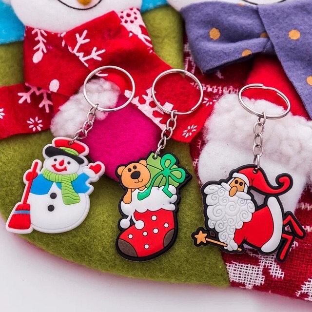 Sét 10 Chiếc Móc Khóa Silicon Hình Noel Giáng Sinh Vui Vẻ