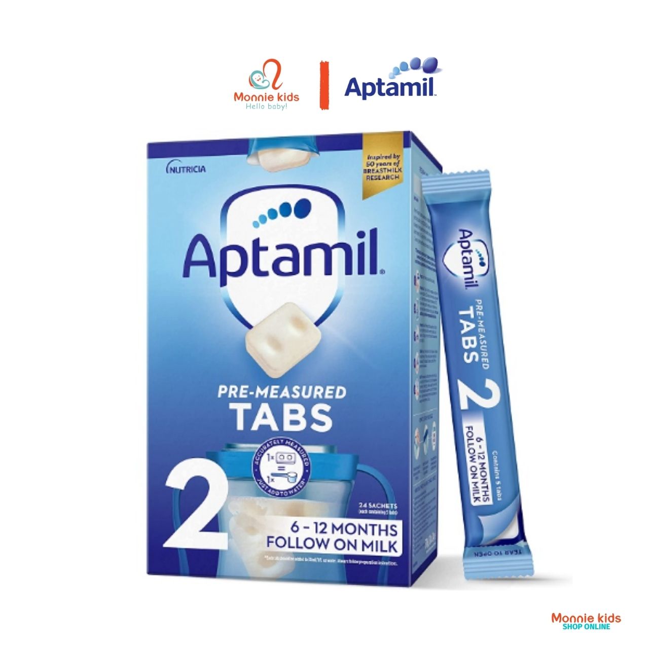 Sữa Aptamil UK dạng thanh số 2 cho bé 6m+, sữa cô đặc hút chân không hộp 24 thanh 600G