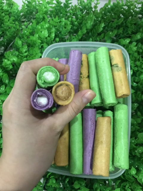 Bánh Ống Kem Mix 3 Vị Dứa , Đậu Phộng , Môn - 100G