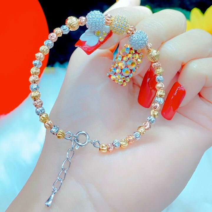[HCM][KHUYẾN MÃI LỚN] [Vòng Tay Bi 3 Màu] HL21207 - Mạ Vàng 18k Đá Cao Cấp Sáng Như Vàng Thật Giống Thật 99% Cam Kết Không Đen Không Ngứa Chất Liệu Bạc Pha Hợp Kim Cao Cấp
