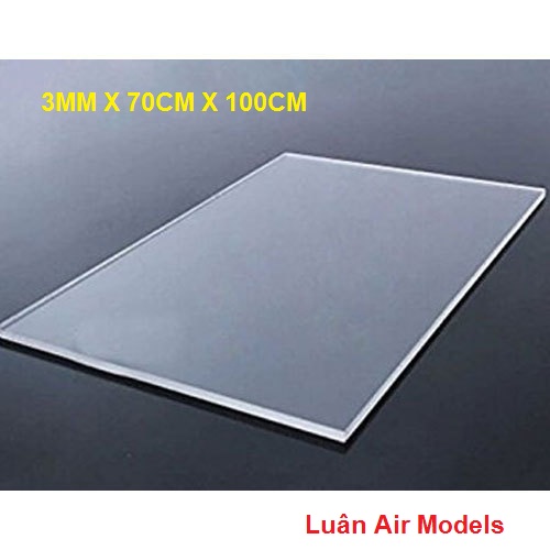 (3mm 70x100cm) Tấm nhựa mica cứng trong suốt làm hồ cá chuồng kính hộp kính kính khung ảnh chế case CPU trong suốt chế đồ chơi sáng tạo mô hình thủ công trang trí (VA153 TP) - Luân Air Models