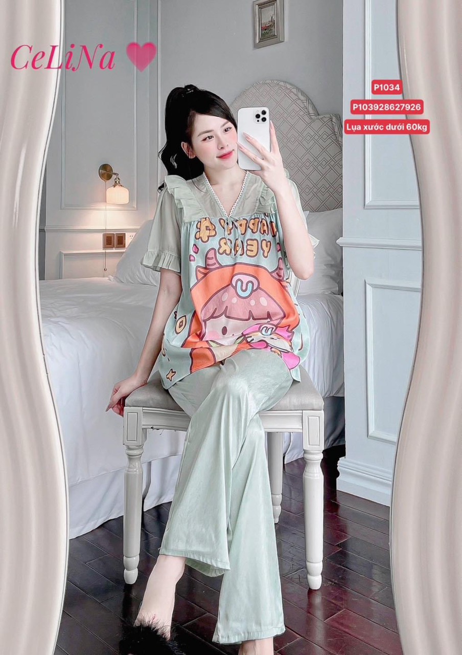 Set Lụa Xước phối Voan Tơ Tay Cộc