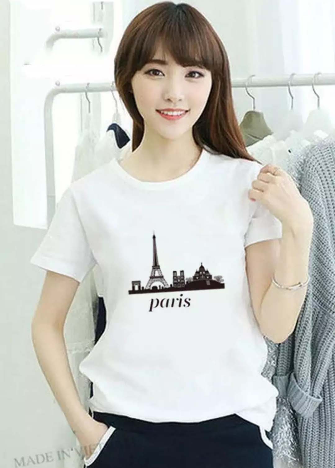 [HCM]XẢ HÀNG - ĐỒNG GIÁ 19K Áo thun nữ Hàn Quốc in hình Paris kiểu mới dễ thương vải dày mịn mát