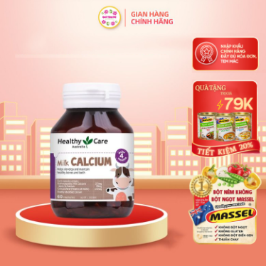 Viên uống bổ sung  canxi sữa healthy care milk calcium 60 capsules giúp trẻ phát triển chiều cao vượt trội quatangme-com-vn