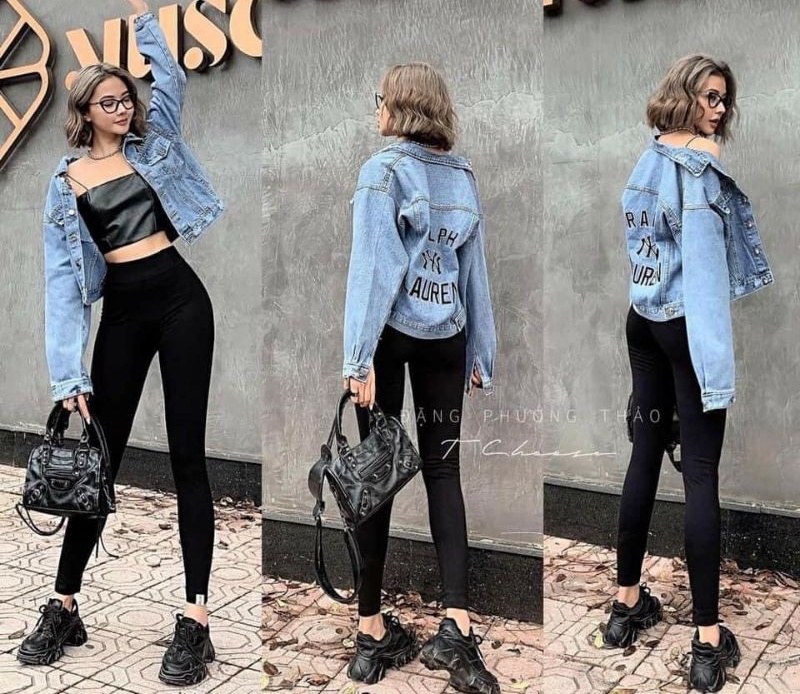 Quần legging nữ dài nâng mông 4 túi vải cotton co giãn xưởng may ngọc bảo