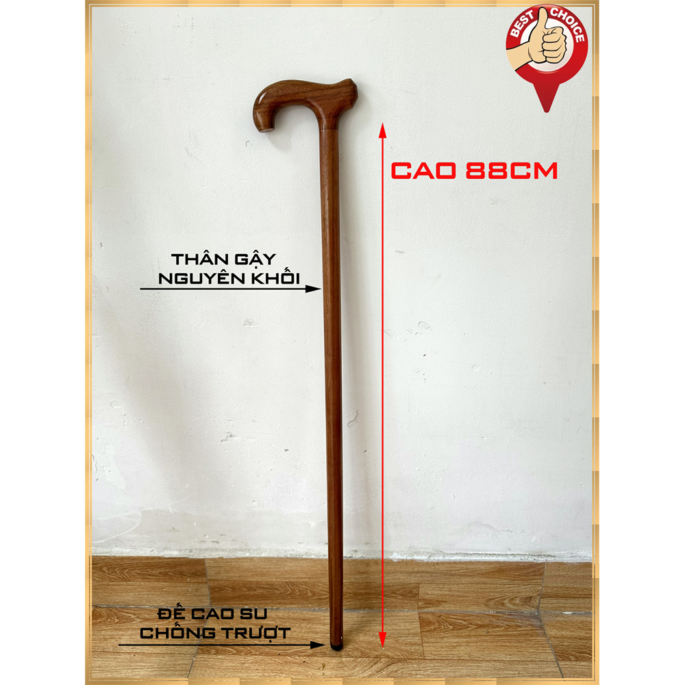 Batoong wooden stick anti-old people-curved handle-natural wood-walking stick for old people-natural wood