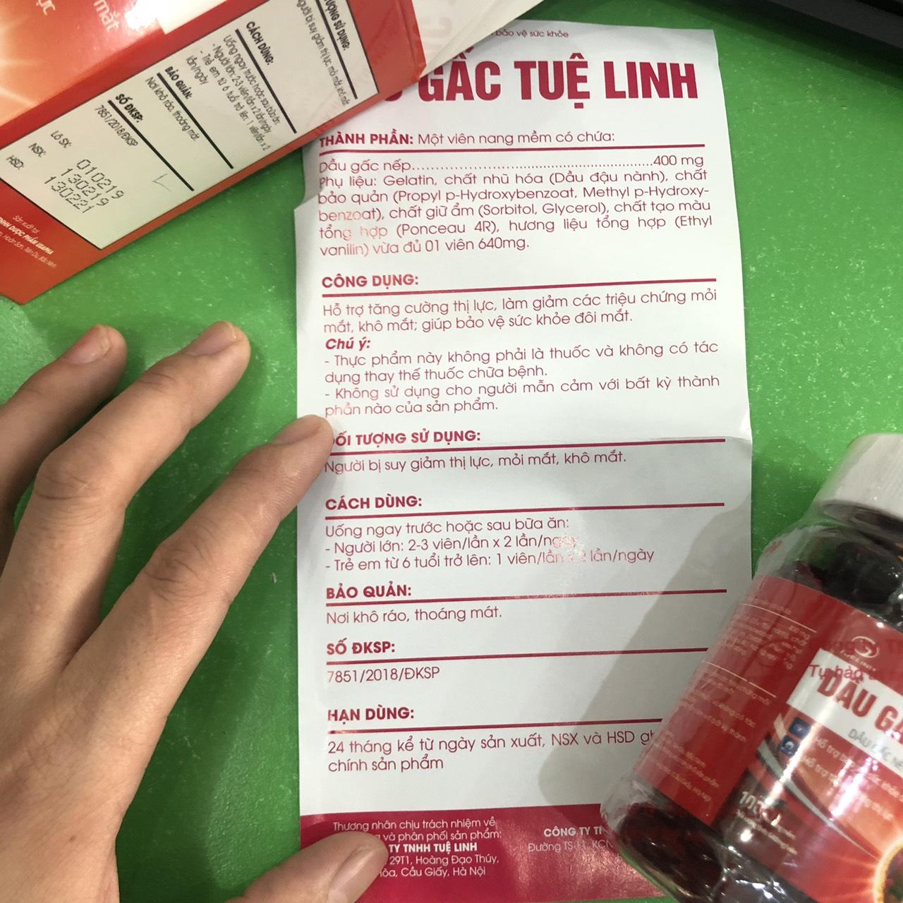 Dầu gấc Tuệ Linh ( Hộp 60 viên)