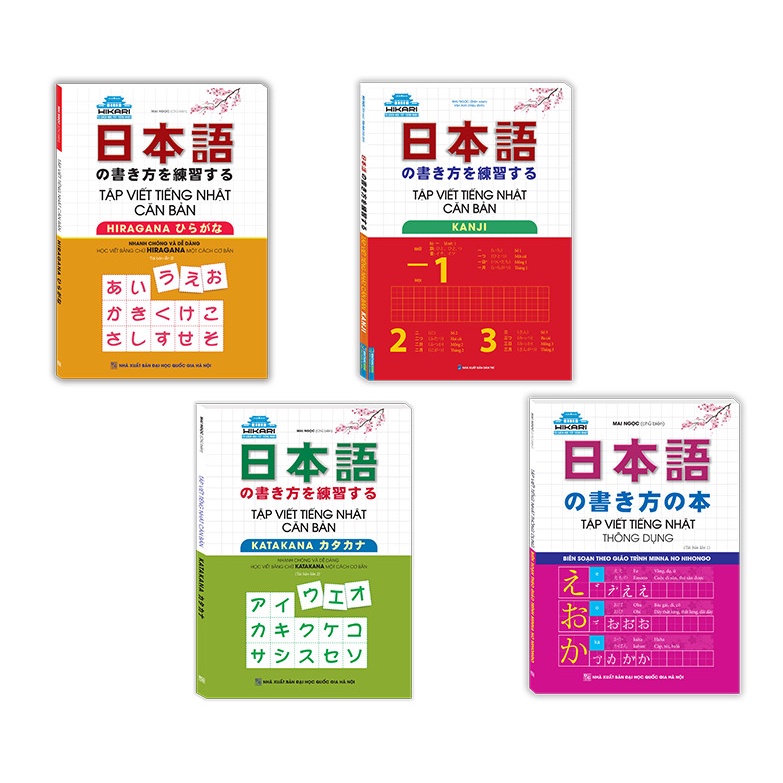 Combo (4 c) Tập viết tiếng Nhật thông dụng - Tập viết tiếng nhật căn bản HIRAGANA + KATAKANA + KANJI