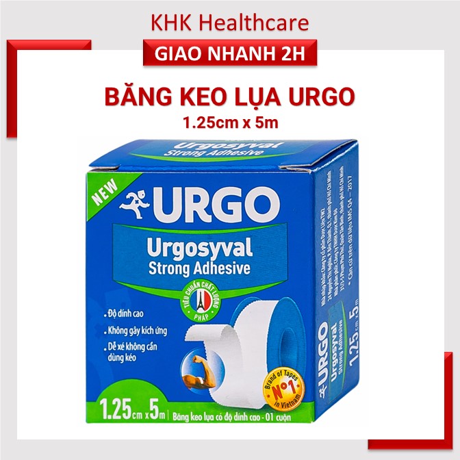 Băng keo lụa URGO 1.25cmx5m dùng trong sơ cứu băng bó vết thương