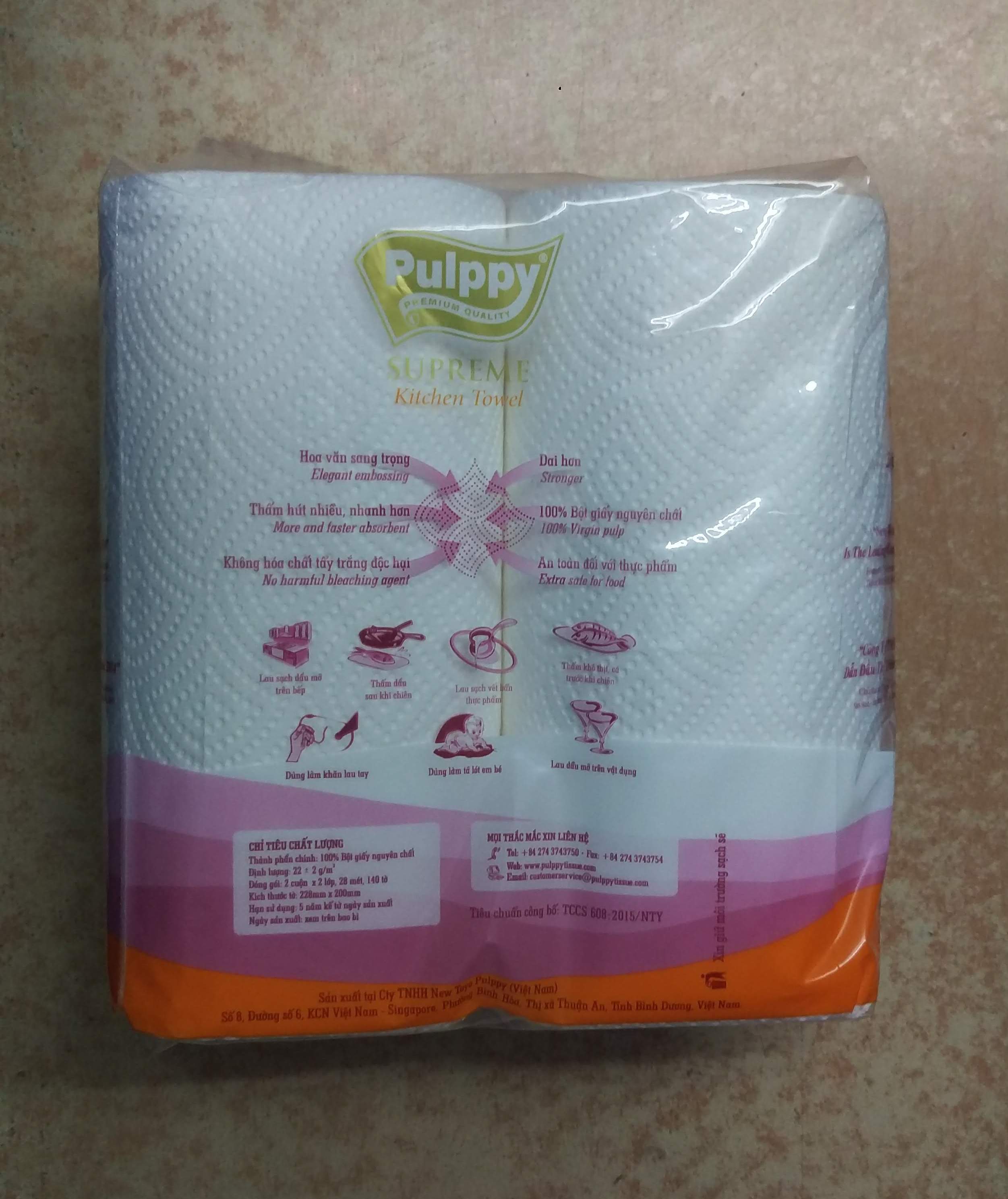 Khăn giấy bếp Pulppy Supreme (gói gồm 2 cuộn)