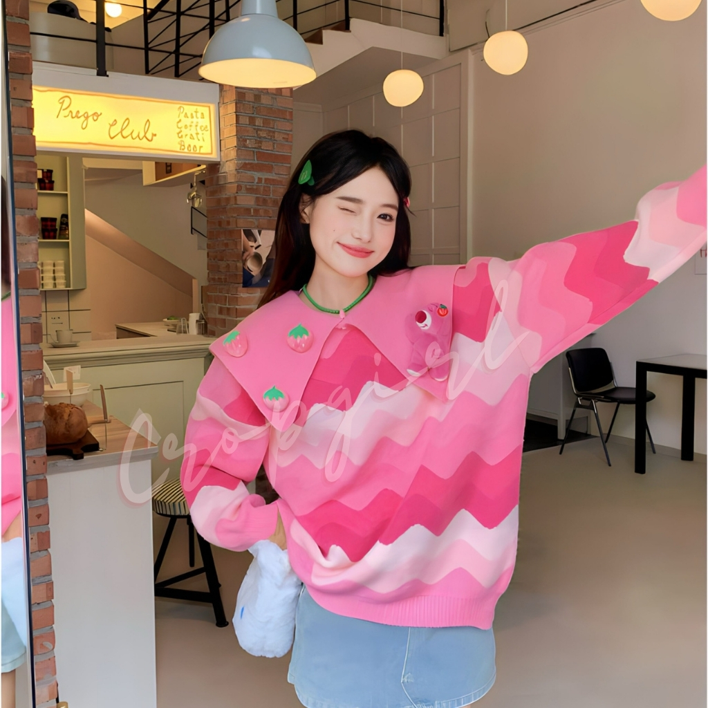 Áo len Quảng Châu Gấu dâu cute