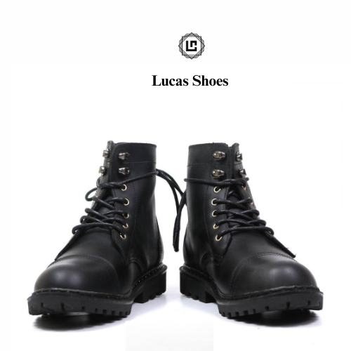 Giày Boots Combat Boot Doc.058 Full Black Da bò sáp Lucas Shoes