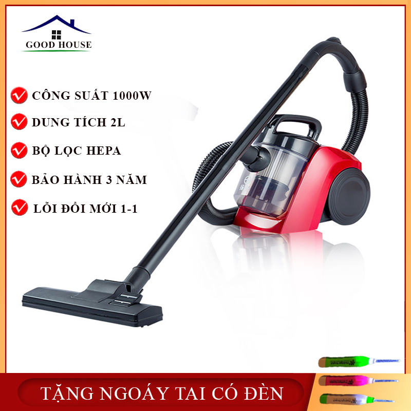 Máy hút bụi cầm tay gia đình công suất 1000W- dung tích 2L- Bộ lọc HEPA 12 chức năng- Điện 220V sử dụng dễ dàng, an toàn  và hiệu quả