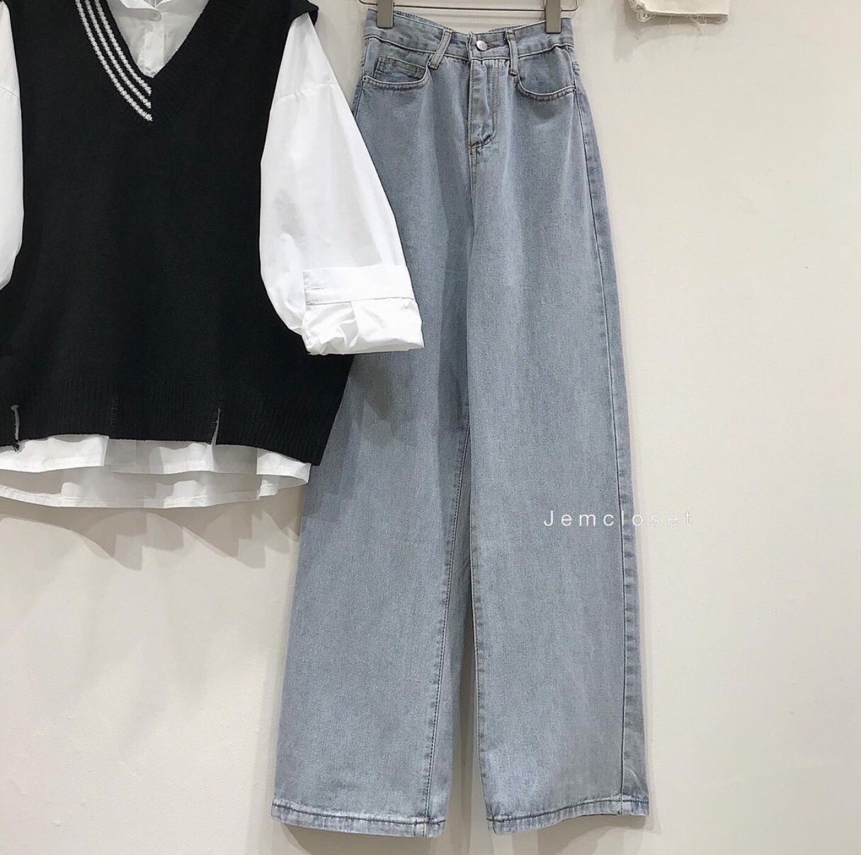 Baggy Jeans Ống Suông Trơn Dài 100cm