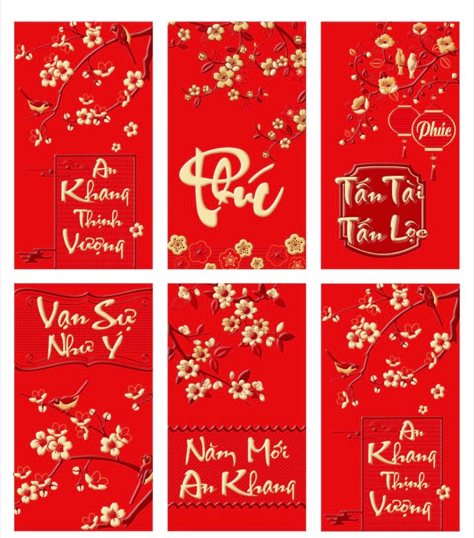 100 cái bao lì xì nhunh cao cấp may mắn( size vừa)