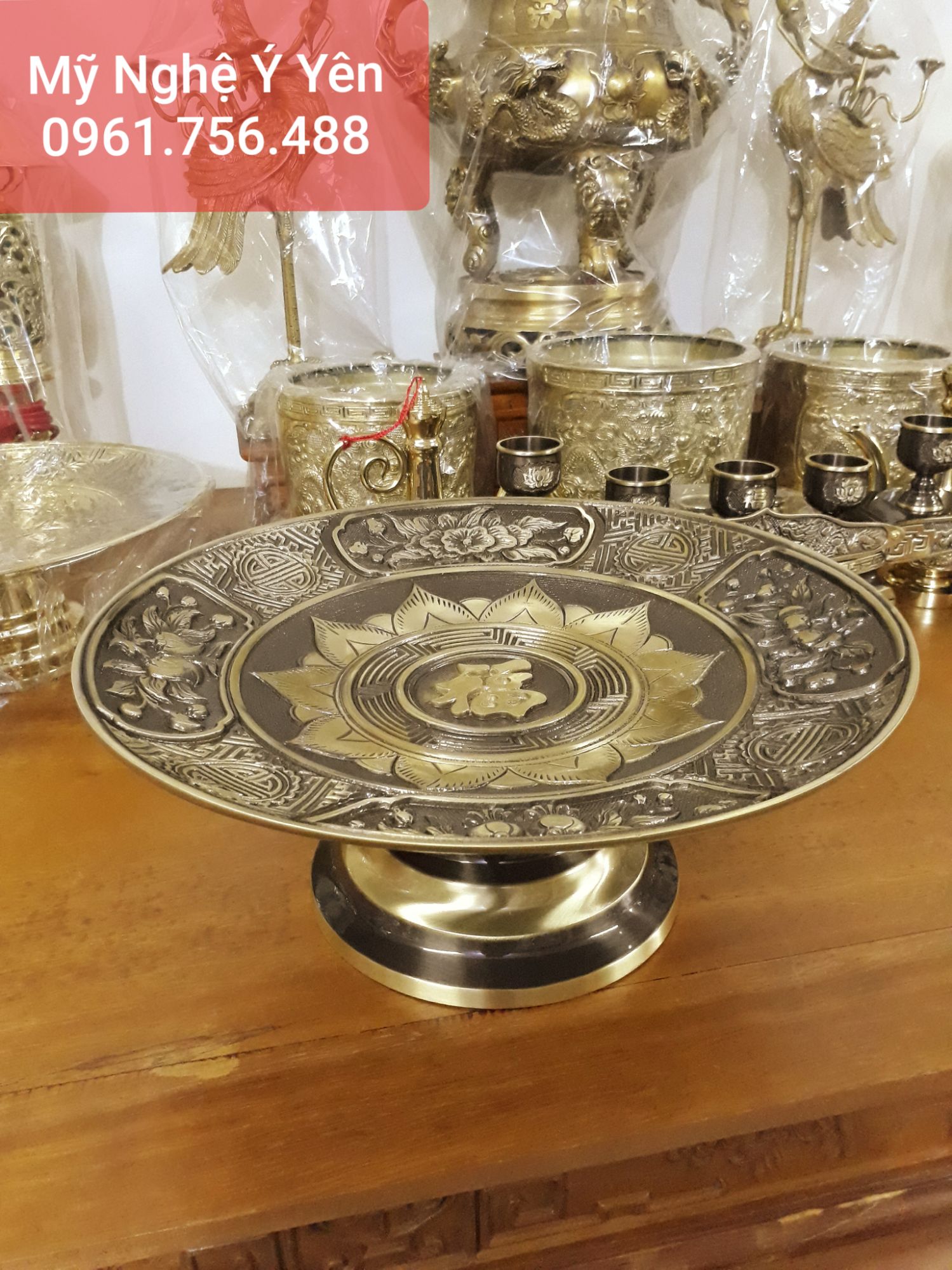Mâm quả Mâm bồng đồng nguyên chất 35cm