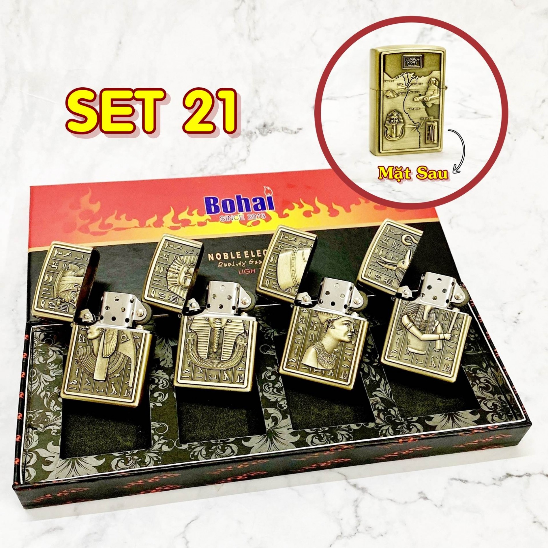 THẦN AMUN_  BÂT LỬA ZIPPO AI CẬP 2 MẶT HÌNH NỔI