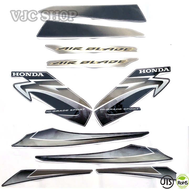 Bộ Tem Xe Air Blade 2009 Thái Màu Đen