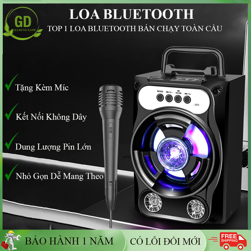 Loa bluetooth hát karaoke kèm mic, loa bluetooth hát karaoke mini, loa kẹo kéo mini giá rẻ, loa karaoke bluetooth gia đình. Bảo hành 1 năm, 7 ngày đầu lỗi đổi mới.