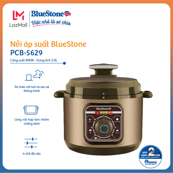 Giá bán Nồi áp suất BlueStone PCB-5629 5L- Công suất 900W - Phù hợp gia đình 4-5 người - Lòng nồi chống dính  - Bảo hành 2 năm - Hàng chính hãng