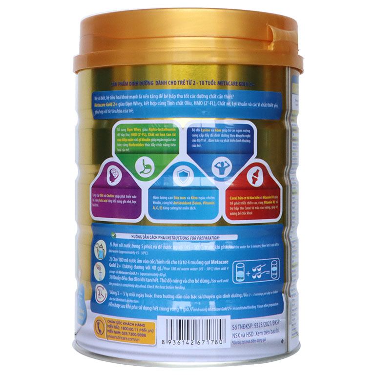 Sữa Meta Care số 2+  900g (Trên 2 tuổi) (Ngày 29/03/2024)