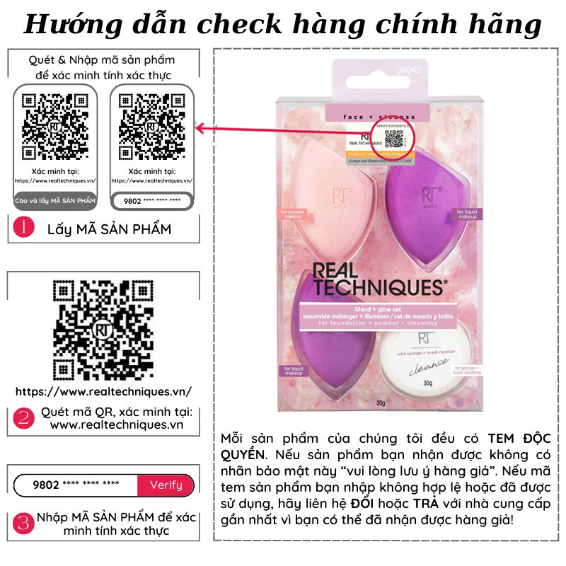 [HCM]Bộ Mút Trang Điểm Real Techniques Blend Glow Set