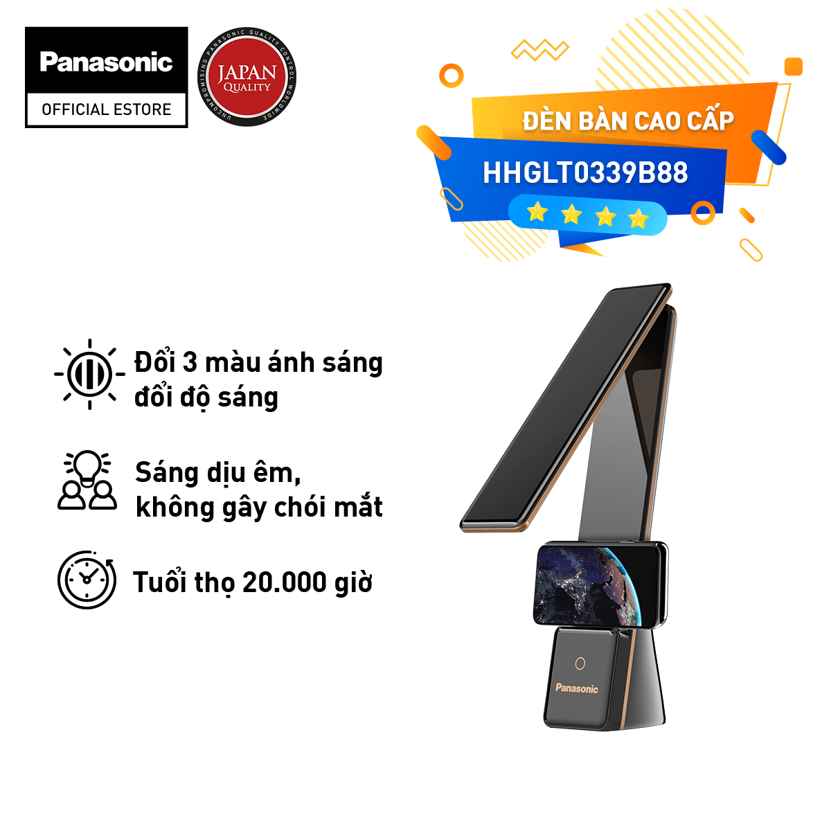 Đèn bàn sạc 5w panasonic hhglt0339w88l/ hhglt0339b88l