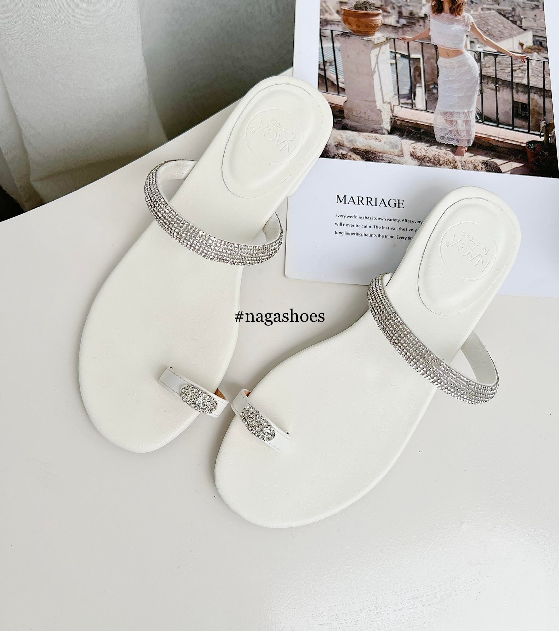 [9-11/9] VOUCHER 100K] DÉP NAGASHOES NAD203 QUAI NGANG ĐÍNH CƯỜM XỎ NGÓN 2CM