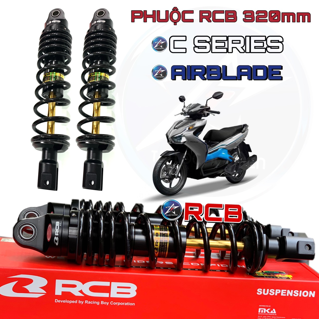 [HCM]PHUỘC RCB C SERIES CHO AIRBLADE ĐEN TY VÀNG