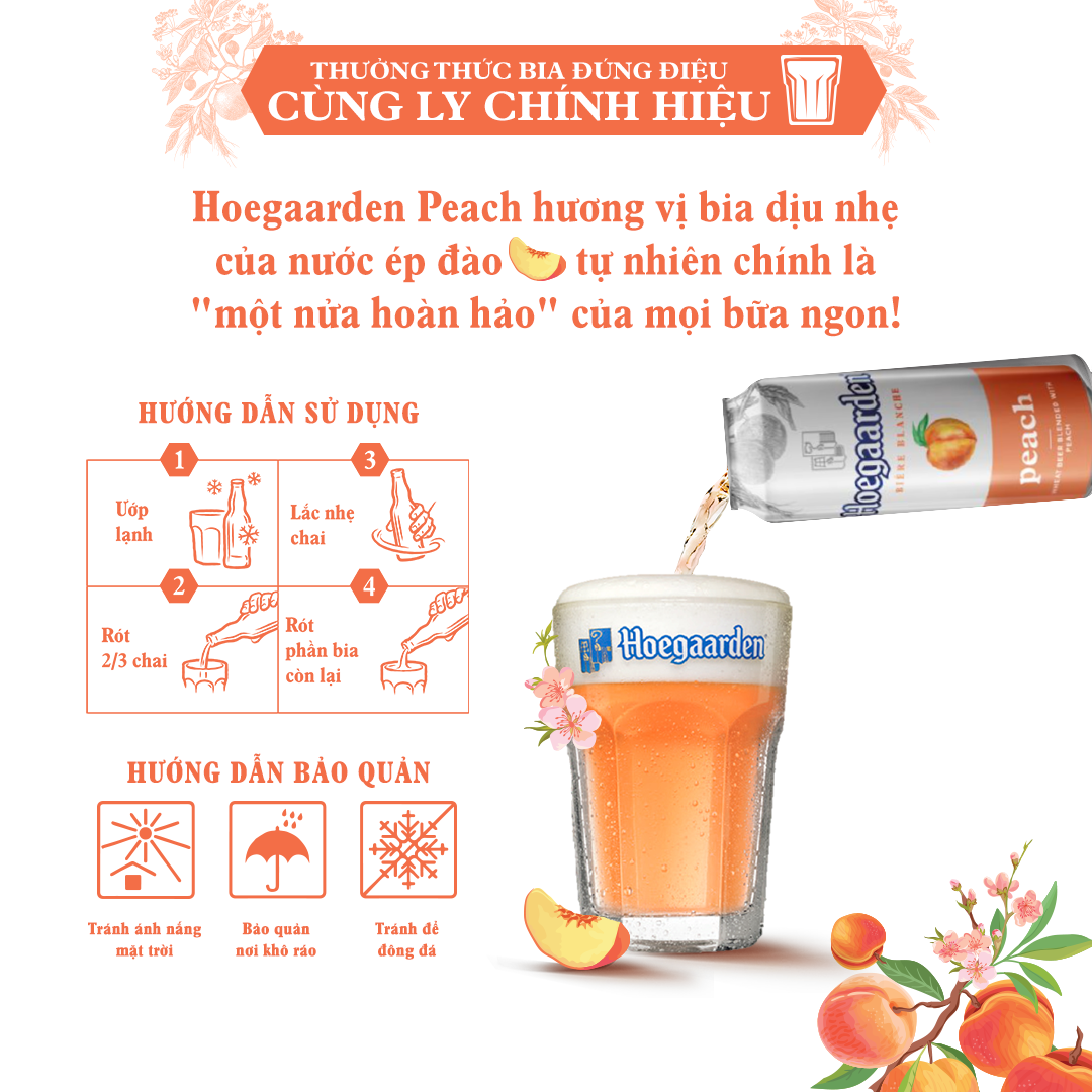 Combo 2 Thùng 12 Lon Bia Hoegaarden Peach (500ml/Lon)