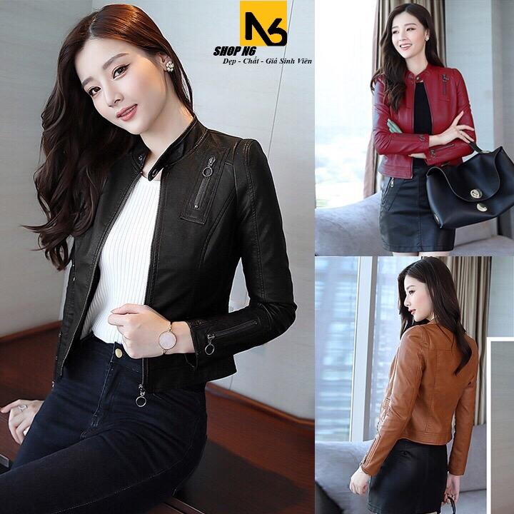 [HCM]Áo Khoác Da Nữ Nâu Hai Lớp Sally Phong Cách Cá Tính Cao Cấp ShopN6 - DN18