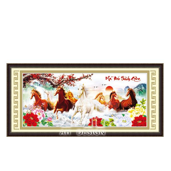 Tranh thêu chữ thập MÃ ĐÁO THÀNH CÔNG cành mai 53458  kích thước 99 X 48cm ( Tranh MARIKO )