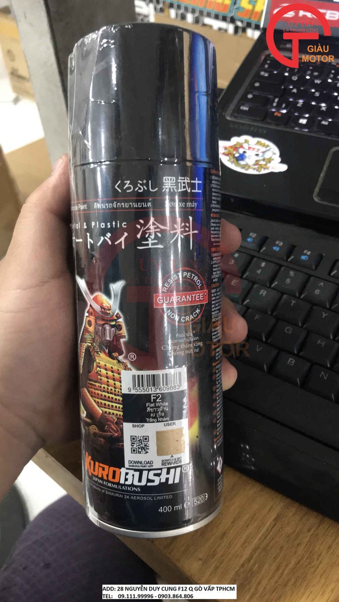 CHAI SƠN XỊT SAMURAI F2 MÀU TRẮNG MỜ FLAT WHITE