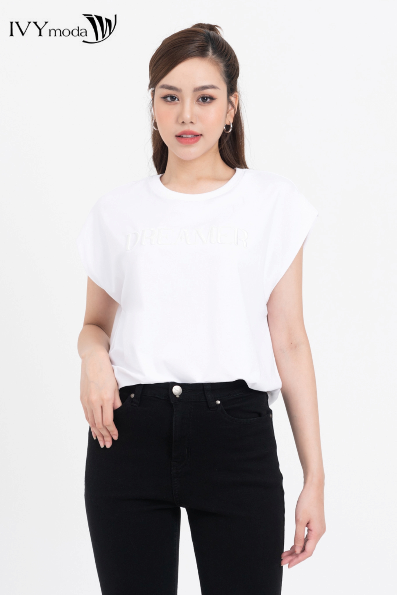 Áo thun tay hến dreamer ivy moda ms 56m8335