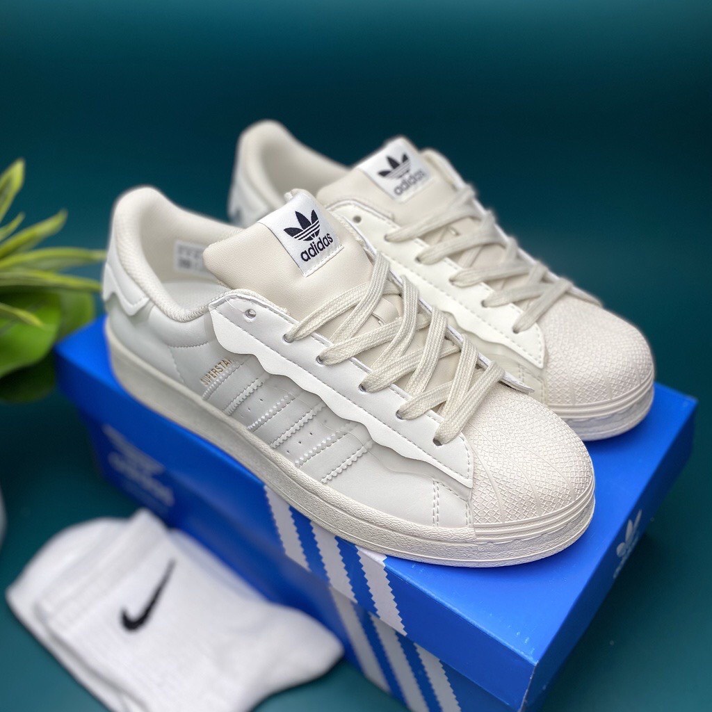 Giày Adidasss Superstar Das Sò 3 Màu Kem, Hồng, Xanh, Giày thể thao Adidas Sò Trắng Đen bản Classic cực xinh full box