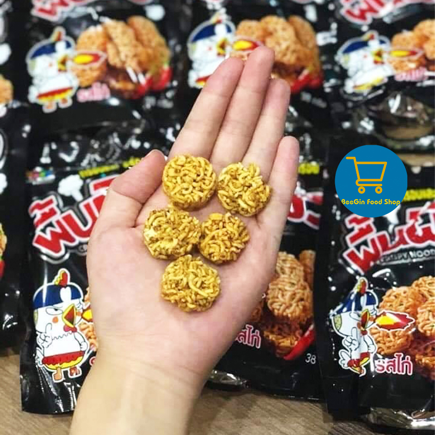 Lốc 12 gói snack mì viên ăn liền vị gà cay thổi lửa thái lan 38g m07 - beeginfood shop