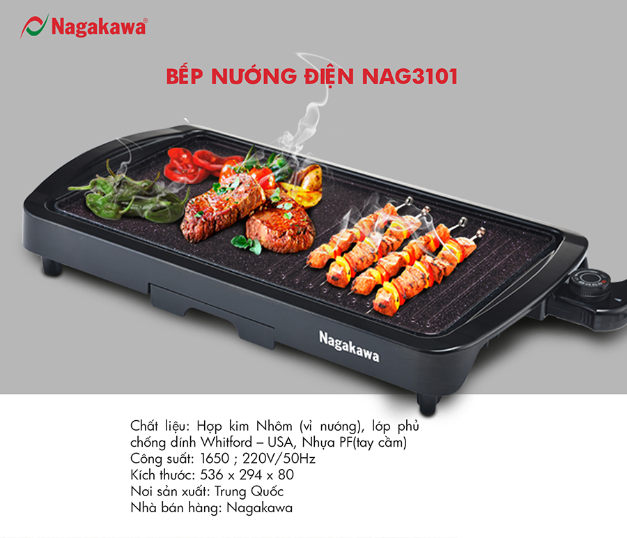 Bếp nướng điện Nagakawa NAG3101 (1650W)